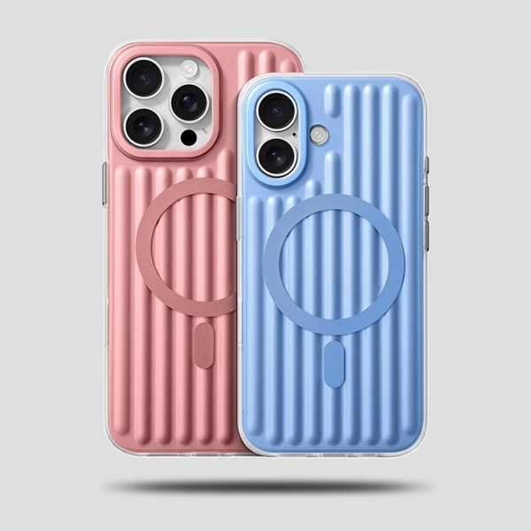 Apple iPhone16ProMax/15に適用 磁気携帯電話ケース シンプルなストライプ つや消し落下防止保護ケース